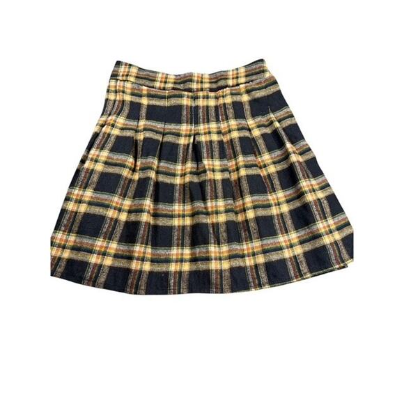 SHEIN Skirt Girls 160 Plaid Yellow Black Pleated School Uniform Classic Youth - Picture 1 of 5